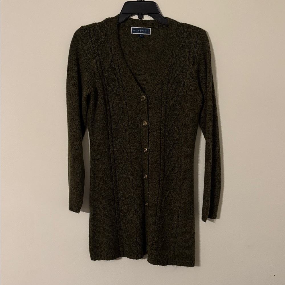 Karen Scott Olive Knit Sweater